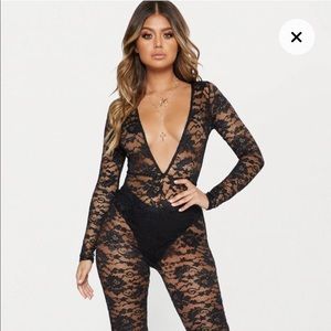 Lace plunge jumpsuit